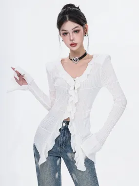 ABWEAR Original 2024 Spring New European and American Sweet and Spicy Pure Desire Slim-fitting Long-sleeved Sweater for Women