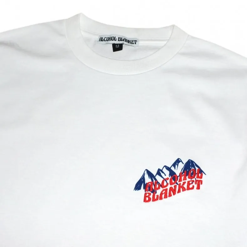 Alcohol Blanket Mountains Embroidered T-Shirt (White)