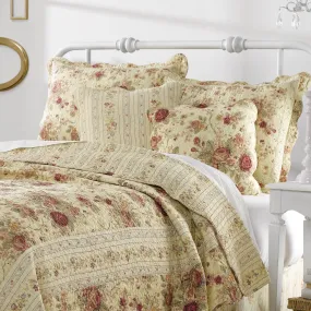 Antique Rose Quilt And Decorative Pillow Set