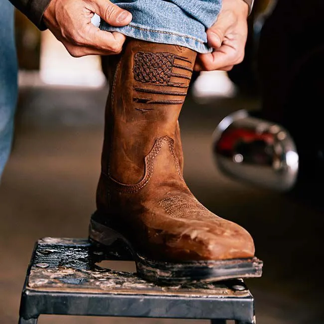 Ariat Men's WorkHog XT Patriot Waterproof Carbon Toe Work Boot - Distressed Brown