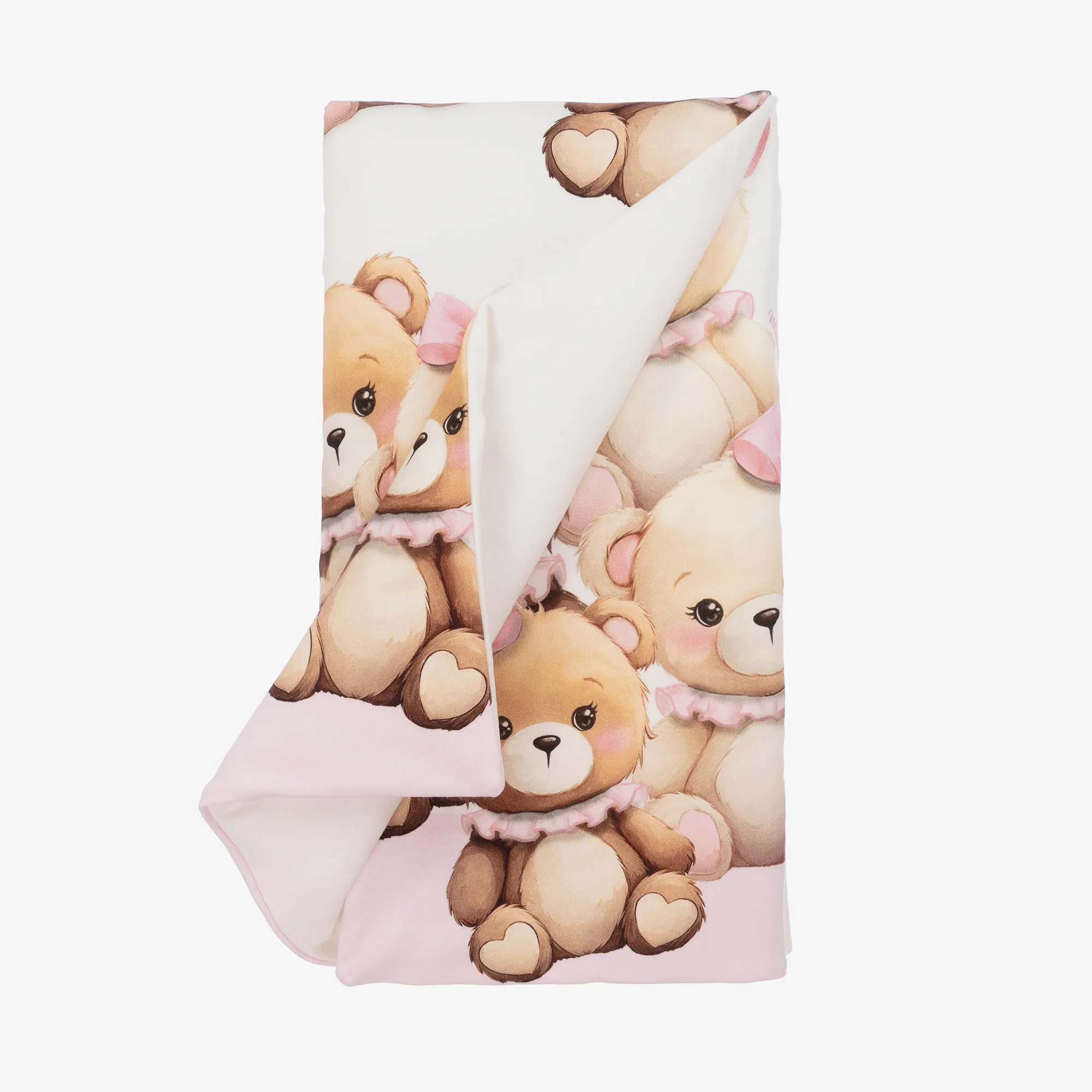 Baby Girls White Cotton Bear Blanket (86cm)