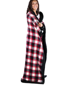 Black Plaid Sherpa Throw Blanket