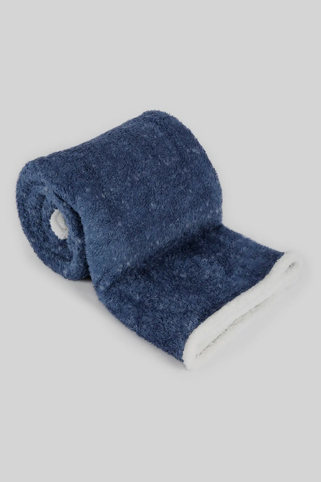 Blue And Ivory Reversible Fur Blanket (Double Size)