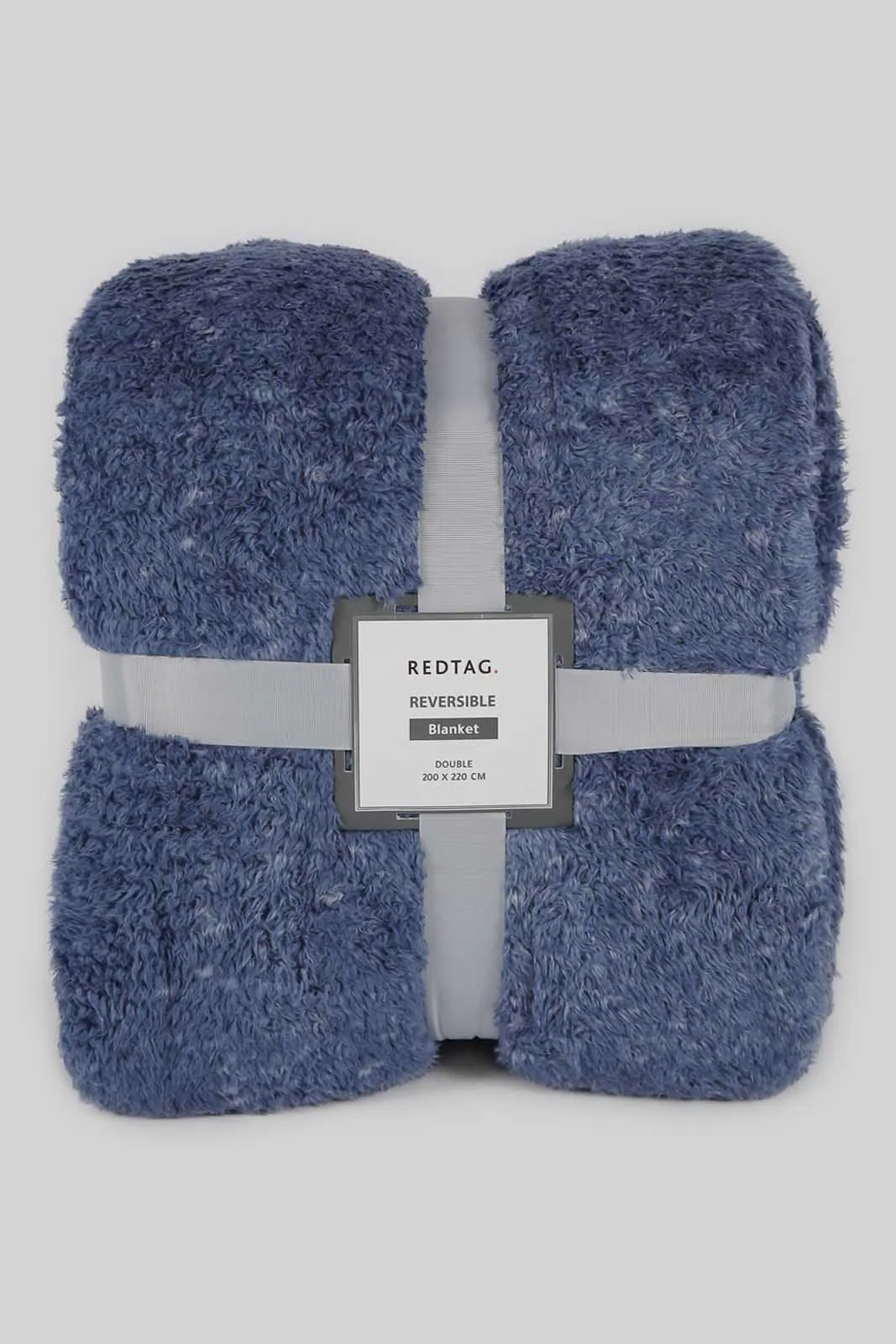 Blue And Ivory Reversible Fur Blanket (Double Size)