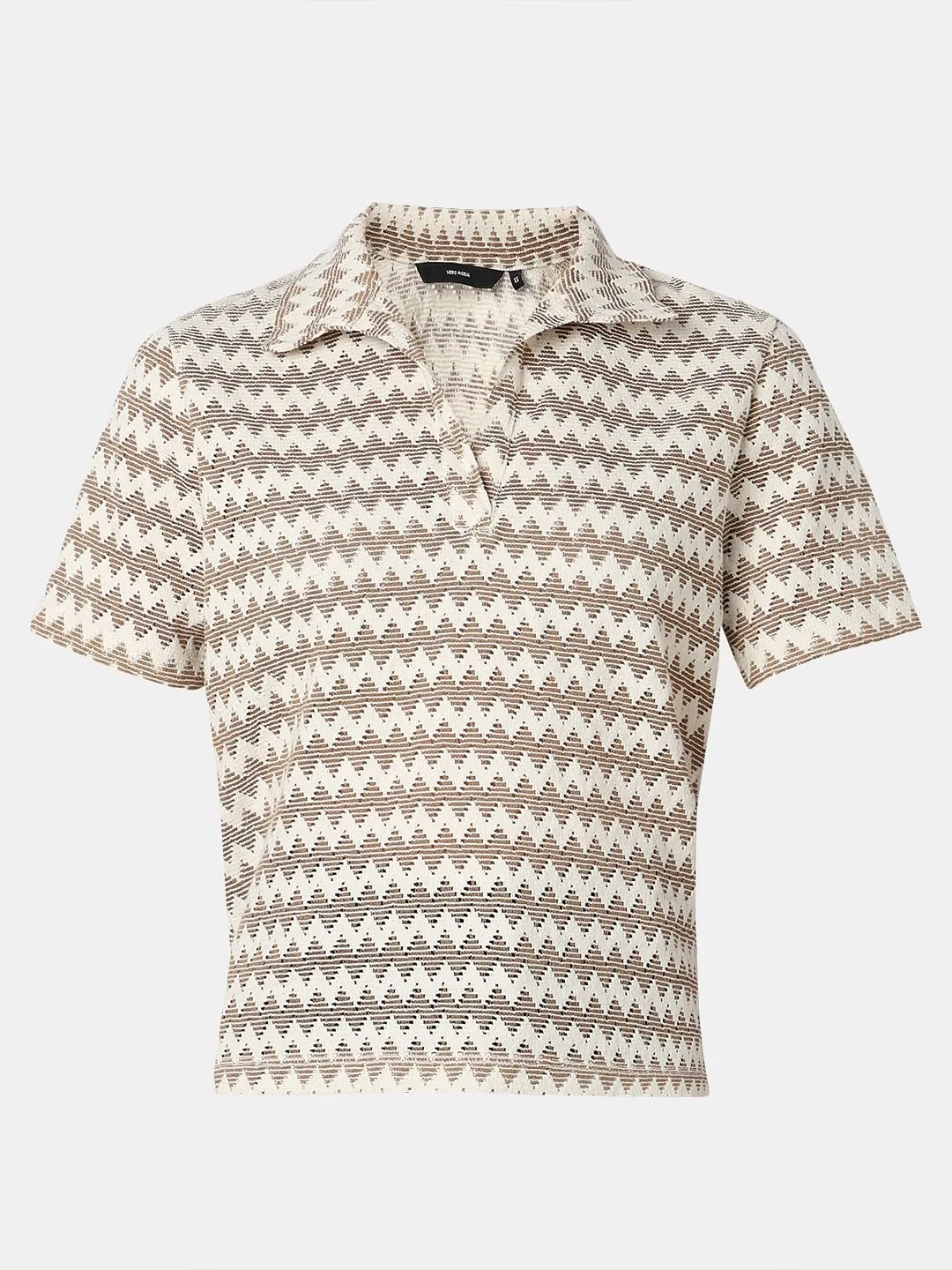 Brown Abstract Print Polo