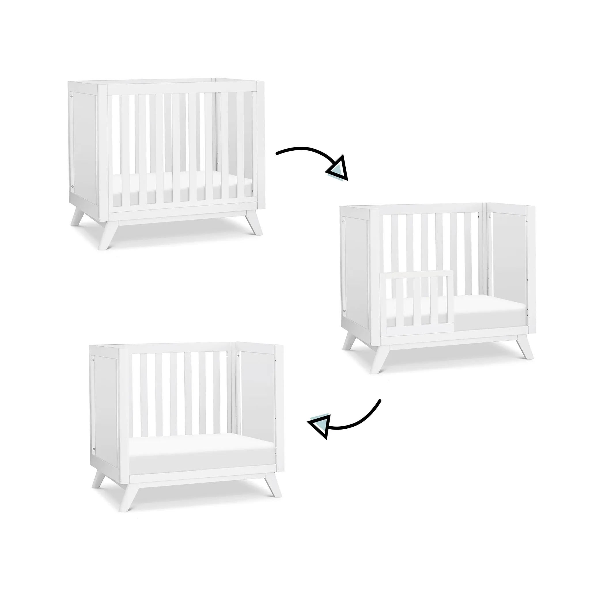 DaVinci Otto 3-in-1 Convertible Mini Crib with 4" Mattress - White  - Clement