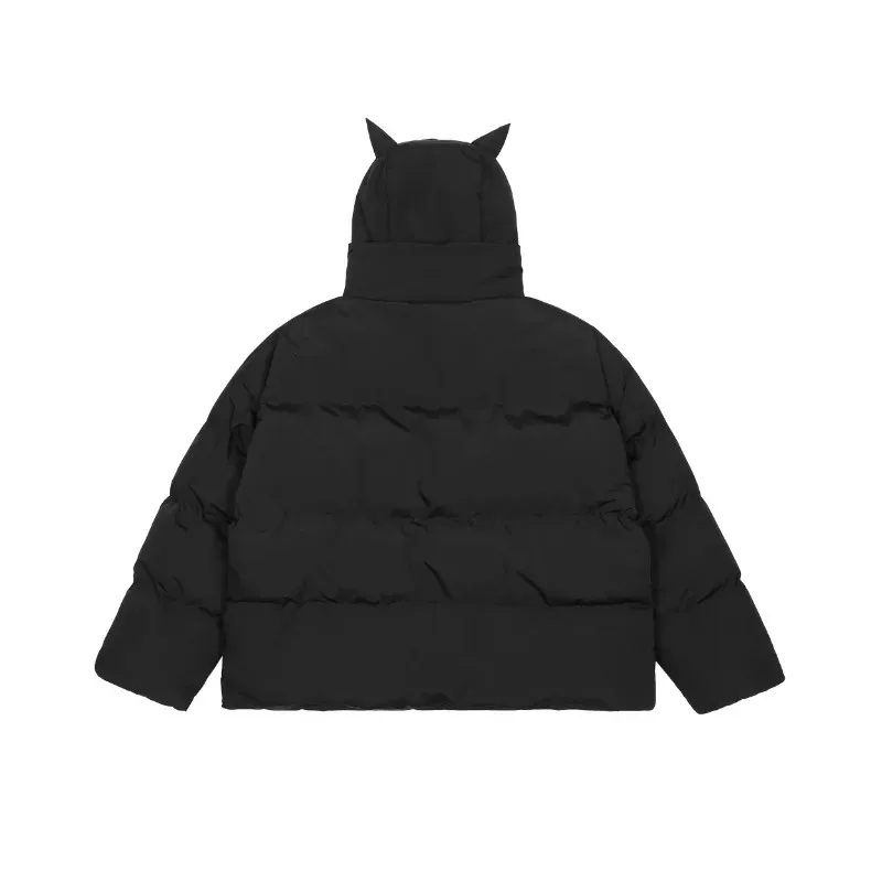 Devil | Black Hooded Puffer Jacket