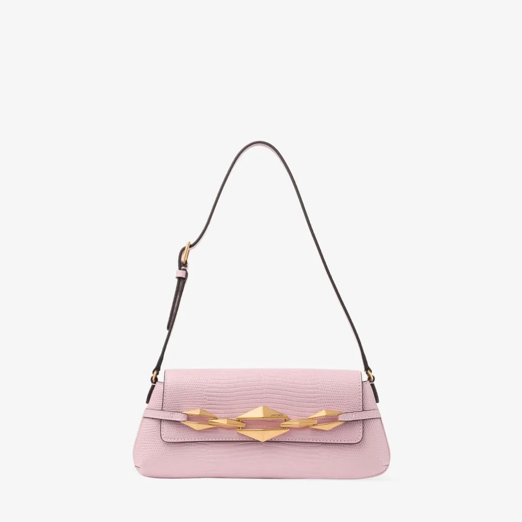 Diamond Shoulder East-West S Rose Lizard Print Mini Shoulder Bag