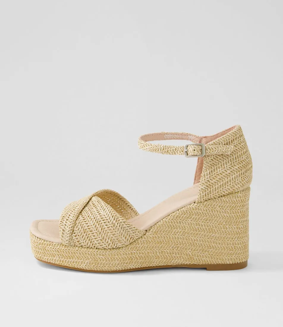 DJANGO & JULIETTE Cotton Latte Synthetic Raffia Sandals