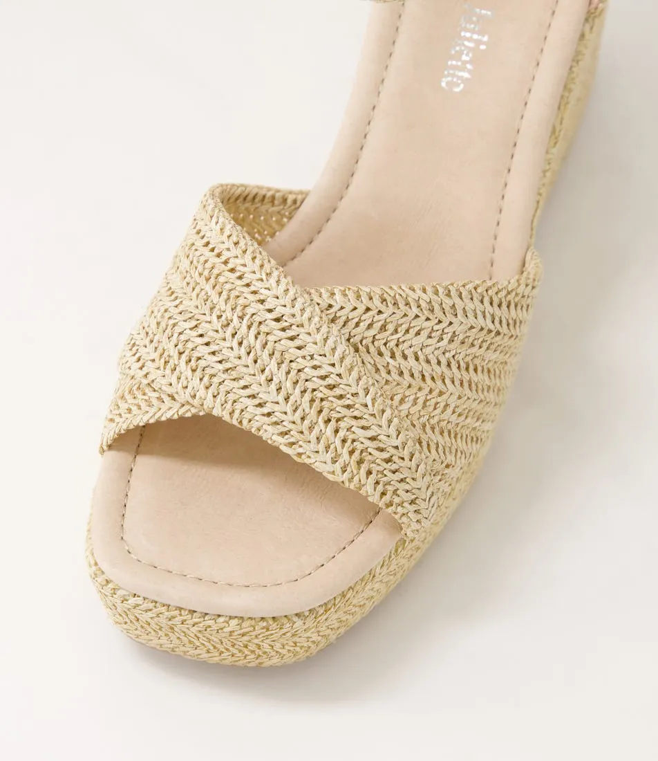 DJANGO & JULIETTE Cotton Latte Synthetic Raffia Sandals