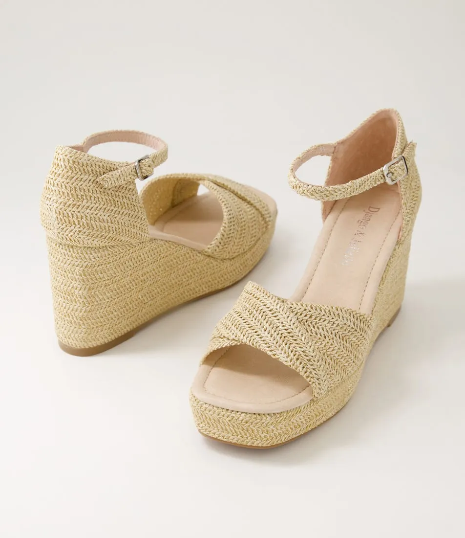 DJANGO & JULIETTE Cotton Latte Synthetic Raffia Sandals