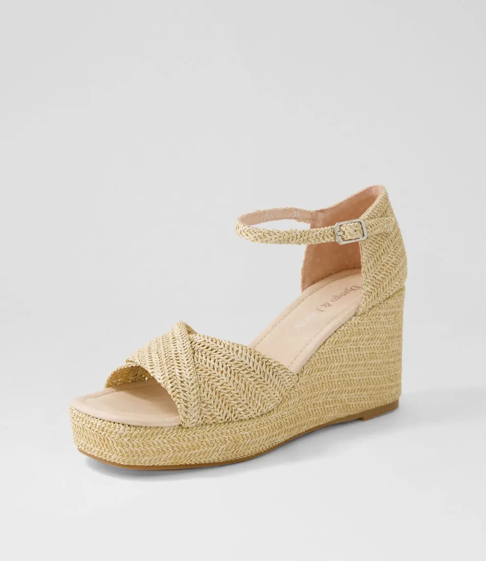 DJANGO & JULIETTE Cotton Latte Synthetic Raffia Sandals