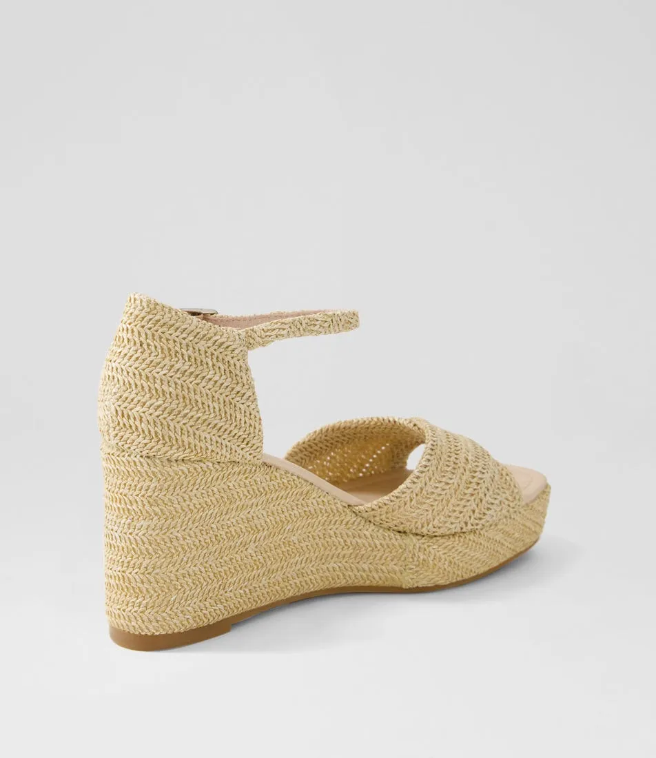 DJANGO & JULIETTE Cotton Latte Synthetic Raffia Sandals