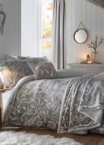 Dreams & Drapes Sage Woodland Owls Fleece Duvet Cover Set | Kaleidoscope