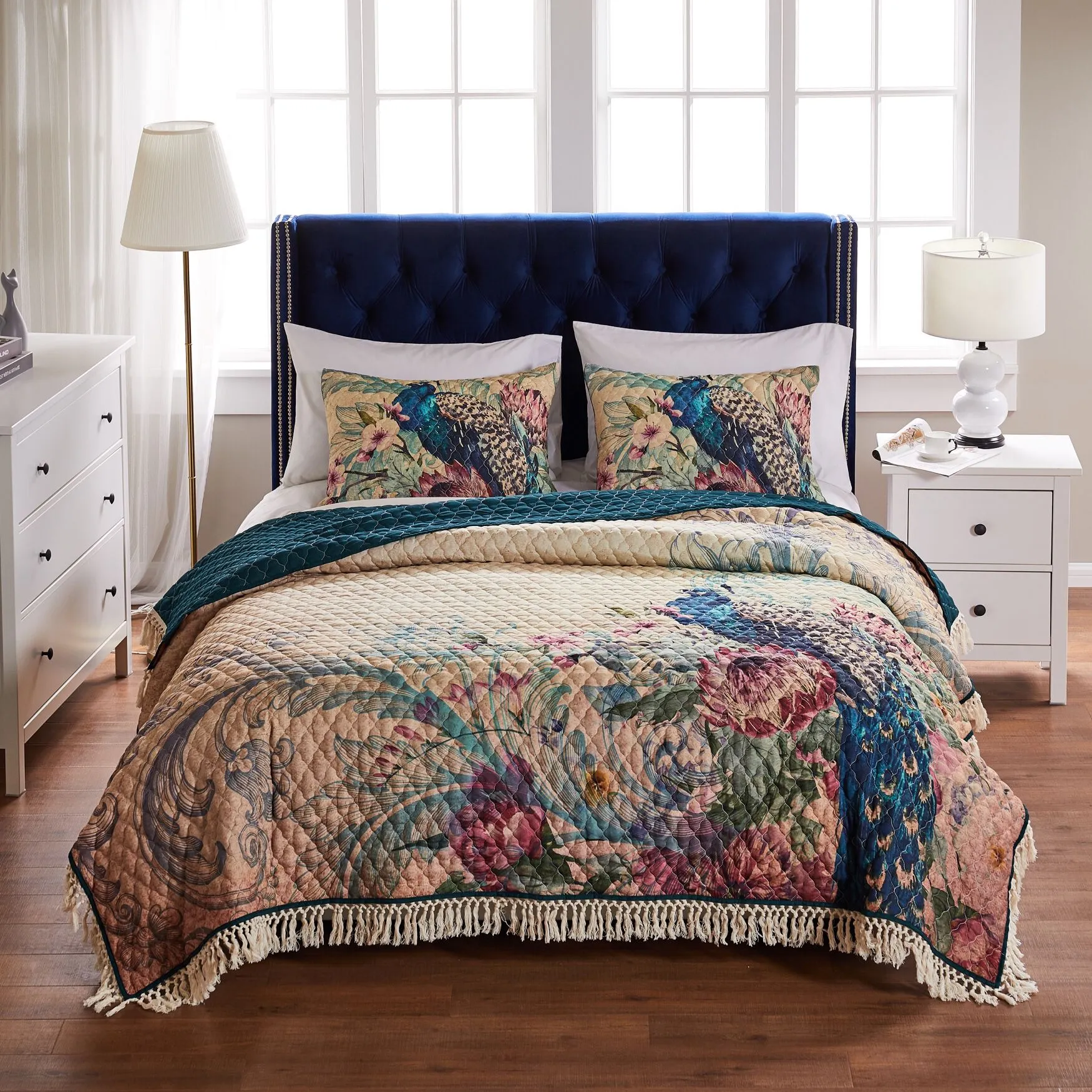 Eden Peacock Quilt and Pillow Sham Set