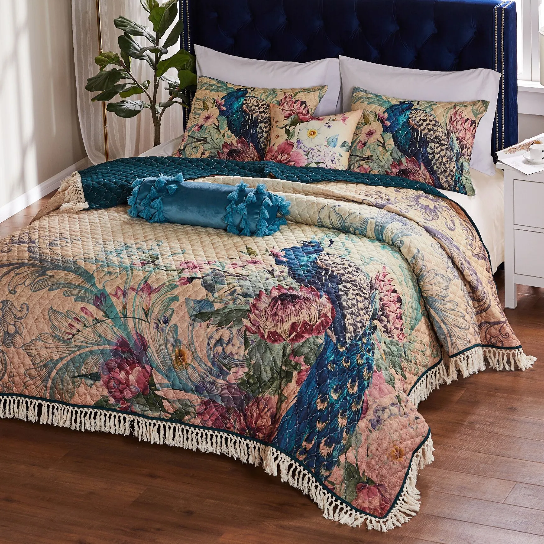 Eden Peacock Quilt and Pillow Sham Set