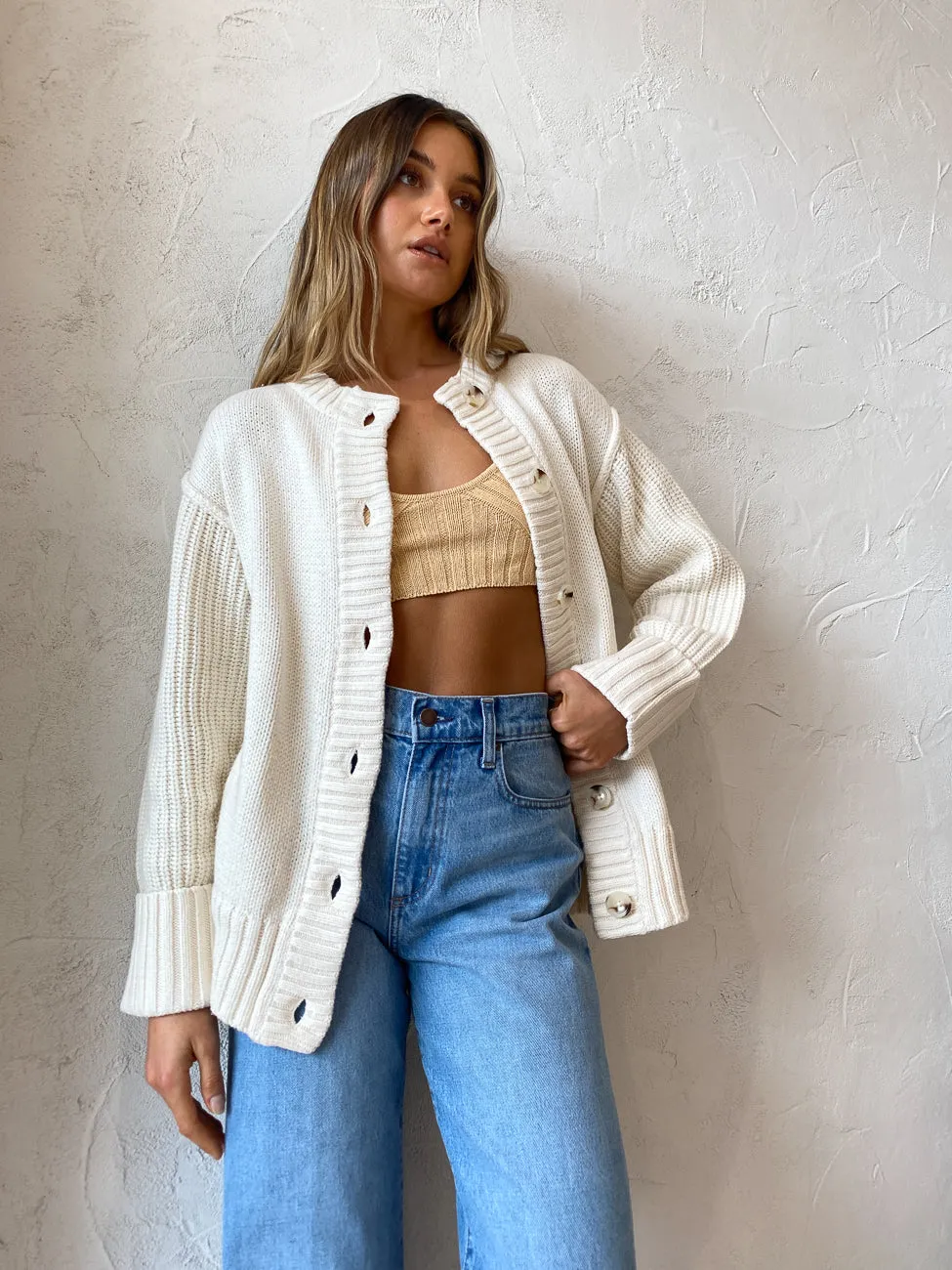 Elka Collective Hepworth Knit Cardigan in Cream