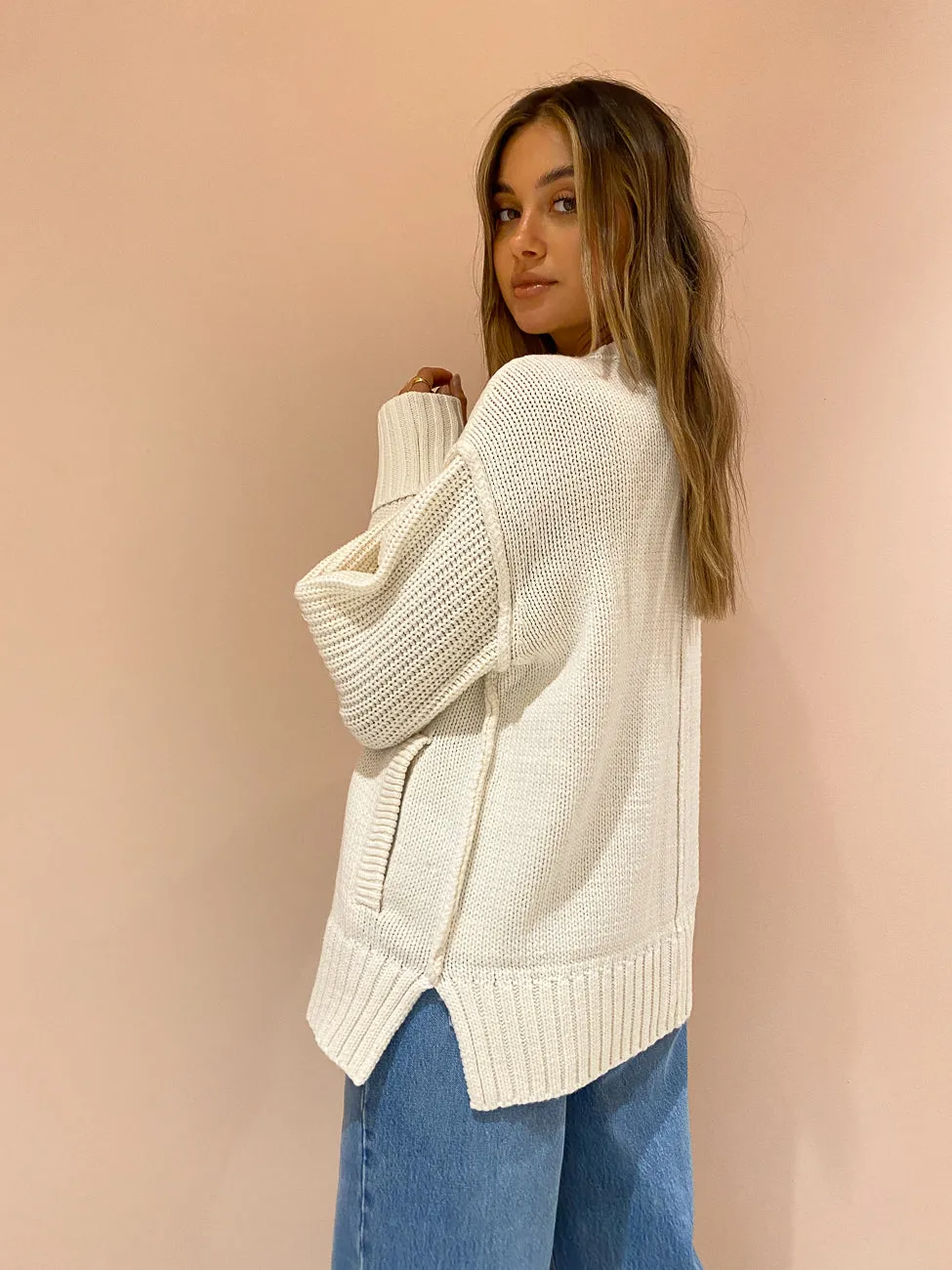 Elka Collective Hepworth Knit Cardigan in Cream