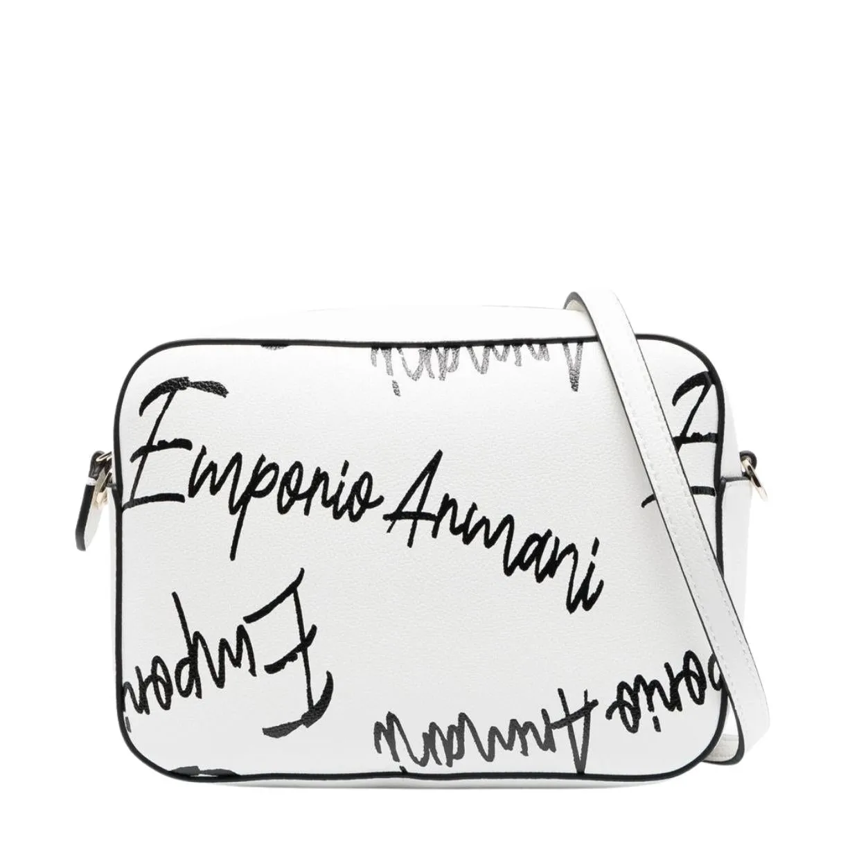 Emporio Armani All-Over Logo White Crossbody Bag