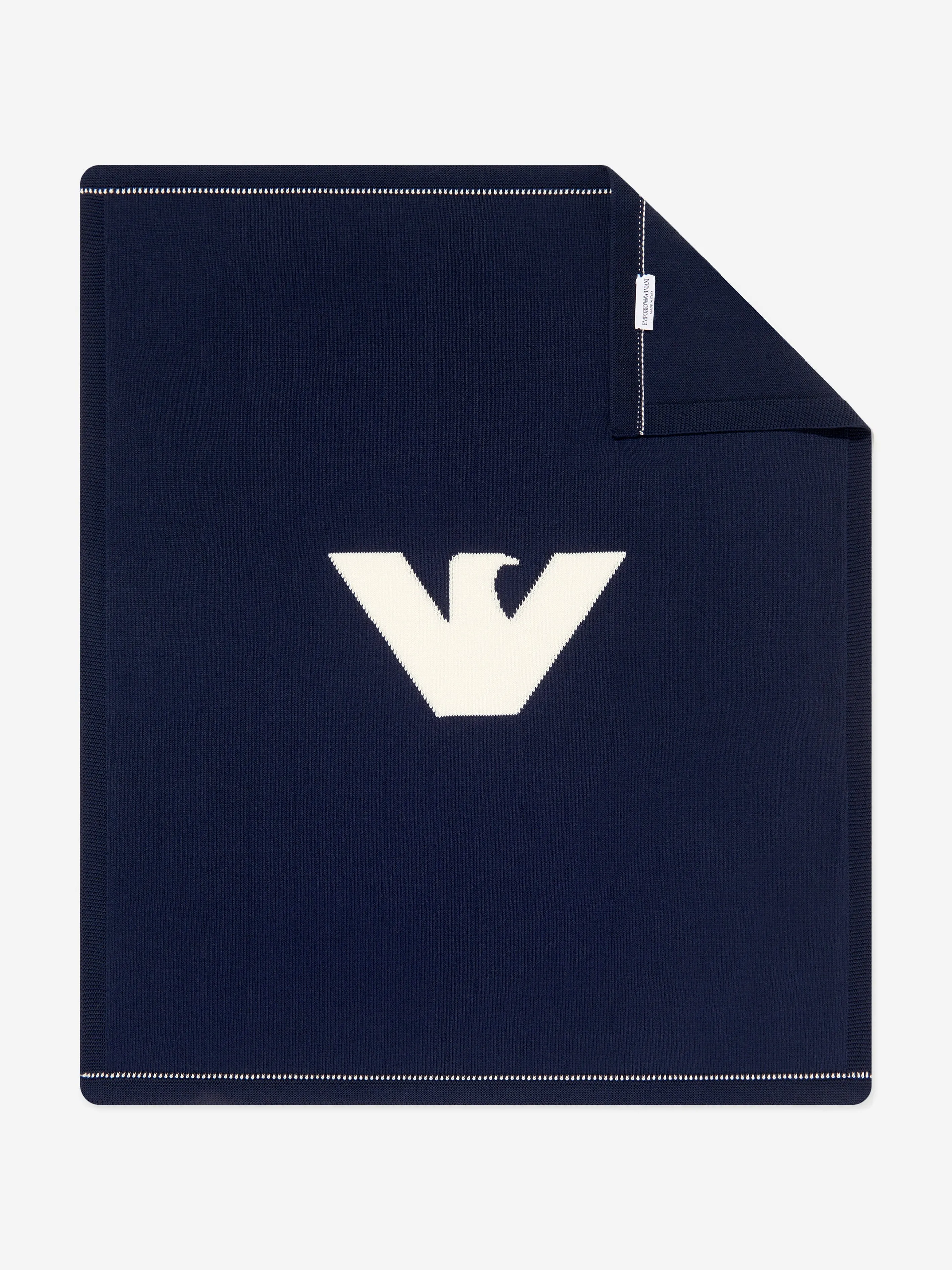 Emporio Armani Baby Boys Logo Blanket in Navy