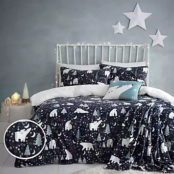 Fusion Starry Night Christmas Cosy Fleece Duvet Cover Set | Kaleidoscope