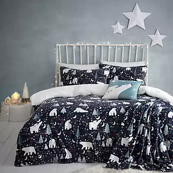 Fusion Starry Night Christmas Cosy Fleece Duvet Cover Set | Kaleidoscope