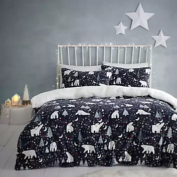 Fusion Starry Night Christmas Cosy Fleece Duvet Cover Set | Kaleidoscope