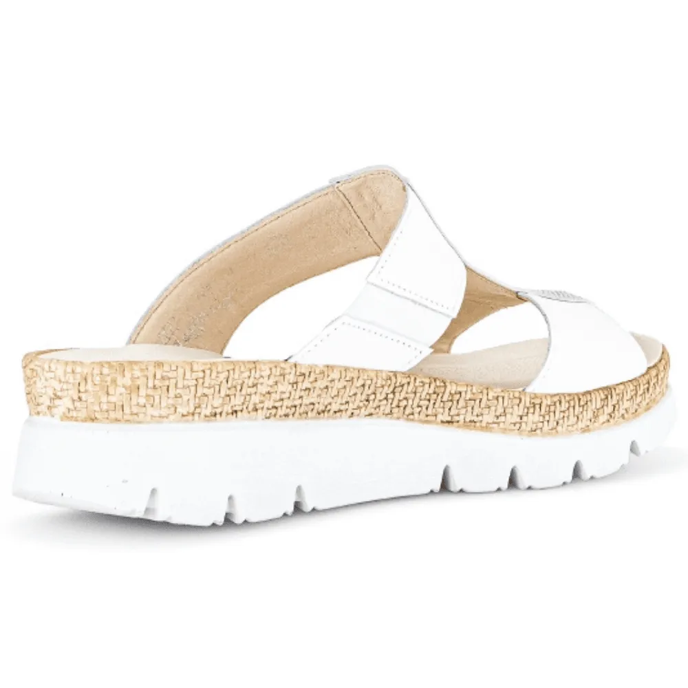 Gabor 43.721 White Diamante Panel Chunky Mule Sandals