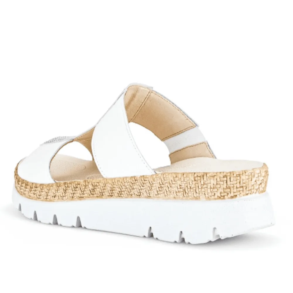 Gabor 43.721 White Diamante Panel Chunky Mule Sandals