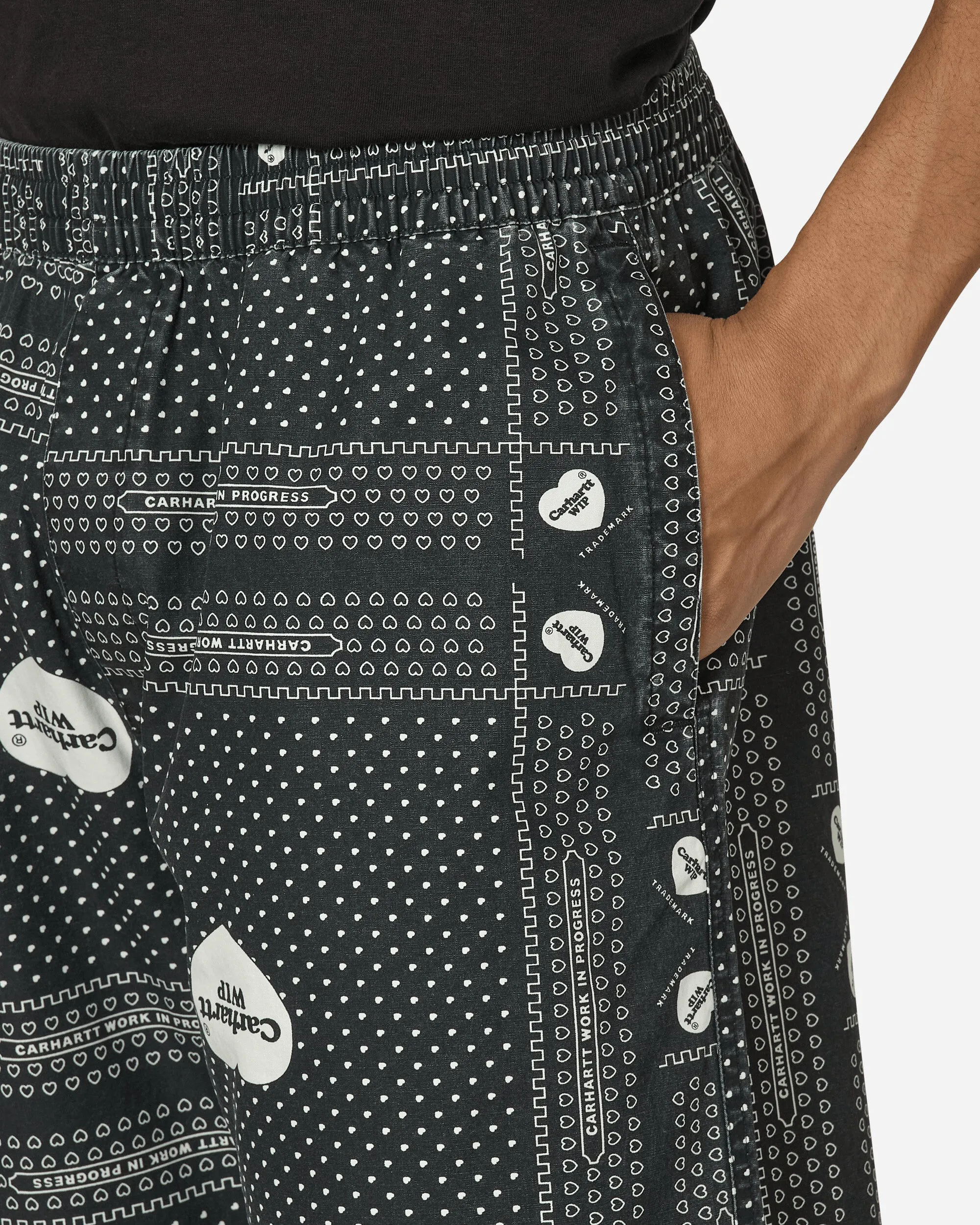 Heart Bandana Shorts Black