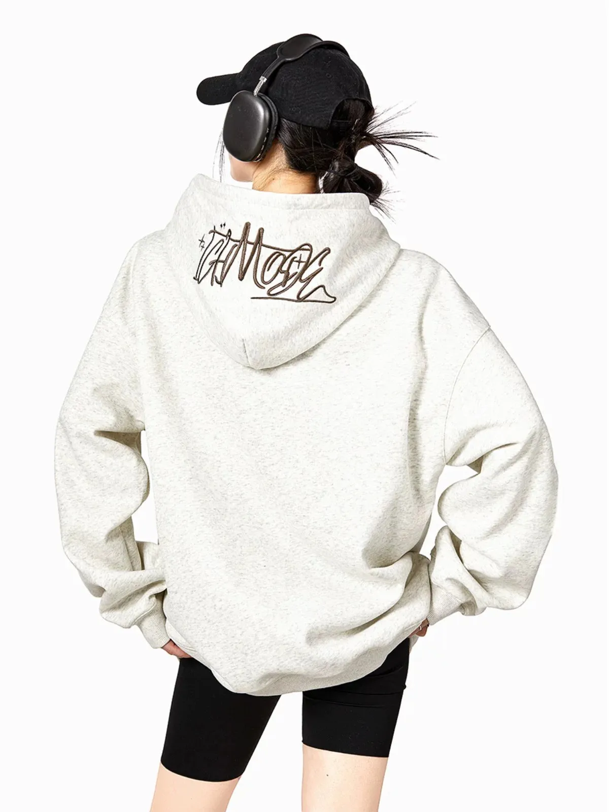 ICH MODE High Street Graffiti Embroidered Textured High Street Sweater Women's Lazy Loose Versatile Trendy Hooded Jacket Women