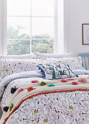 Joules Linear Dogs Cotton Duvet Cover Set | Kaleidoscope