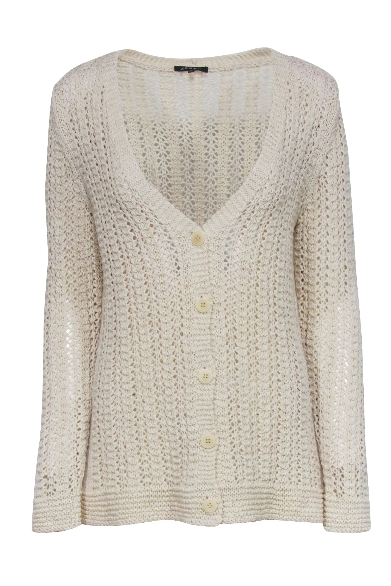 Lafayette 148 - Cream Crochet V-Neck Cardigan Sz XL