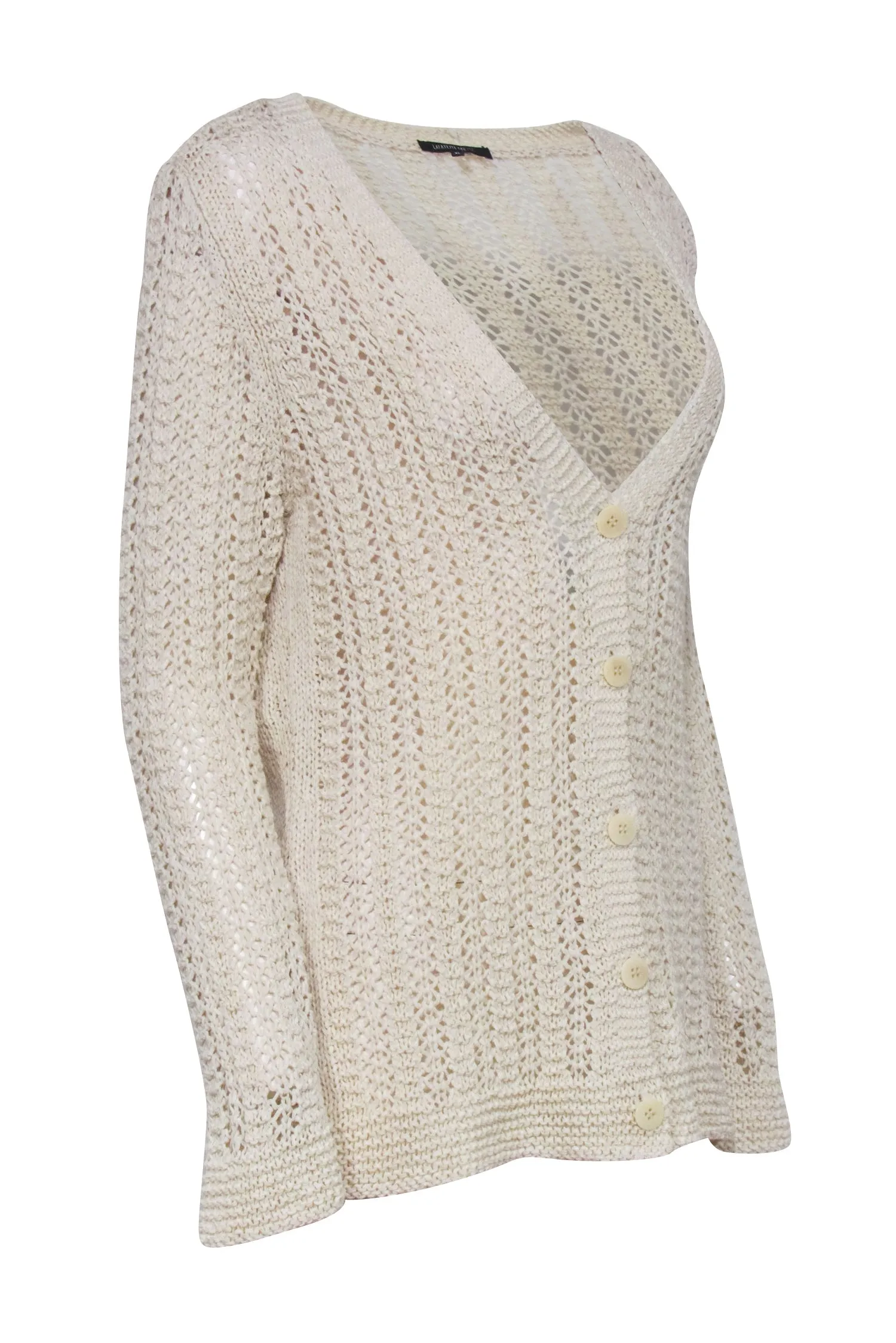 Lafayette 148 - Cream Crochet V-Neck Cardigan Sz XL