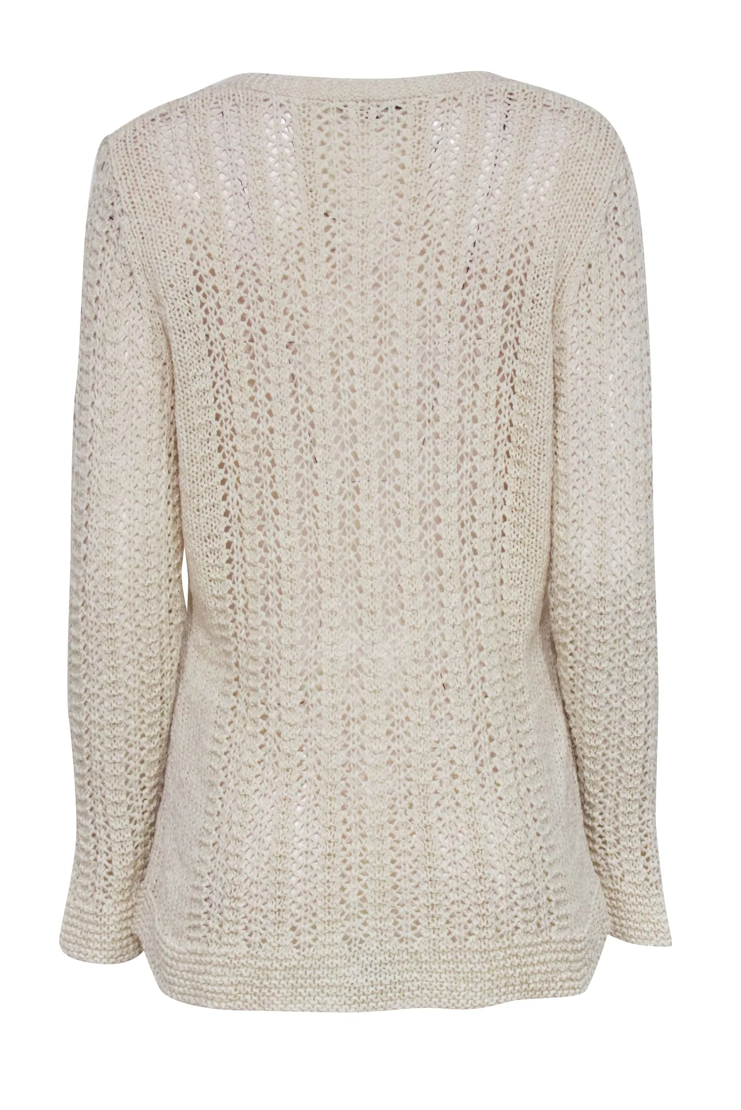 Lafayette 148 - Cream Crochet V-Neck Cardigan Sz XL