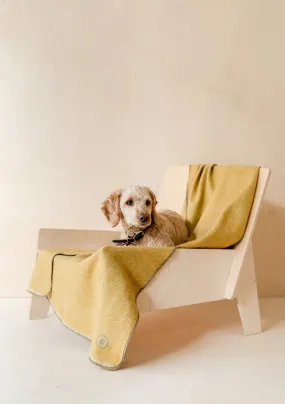 LARGE PET BLANKET-MUSTARD HERRINGBONE