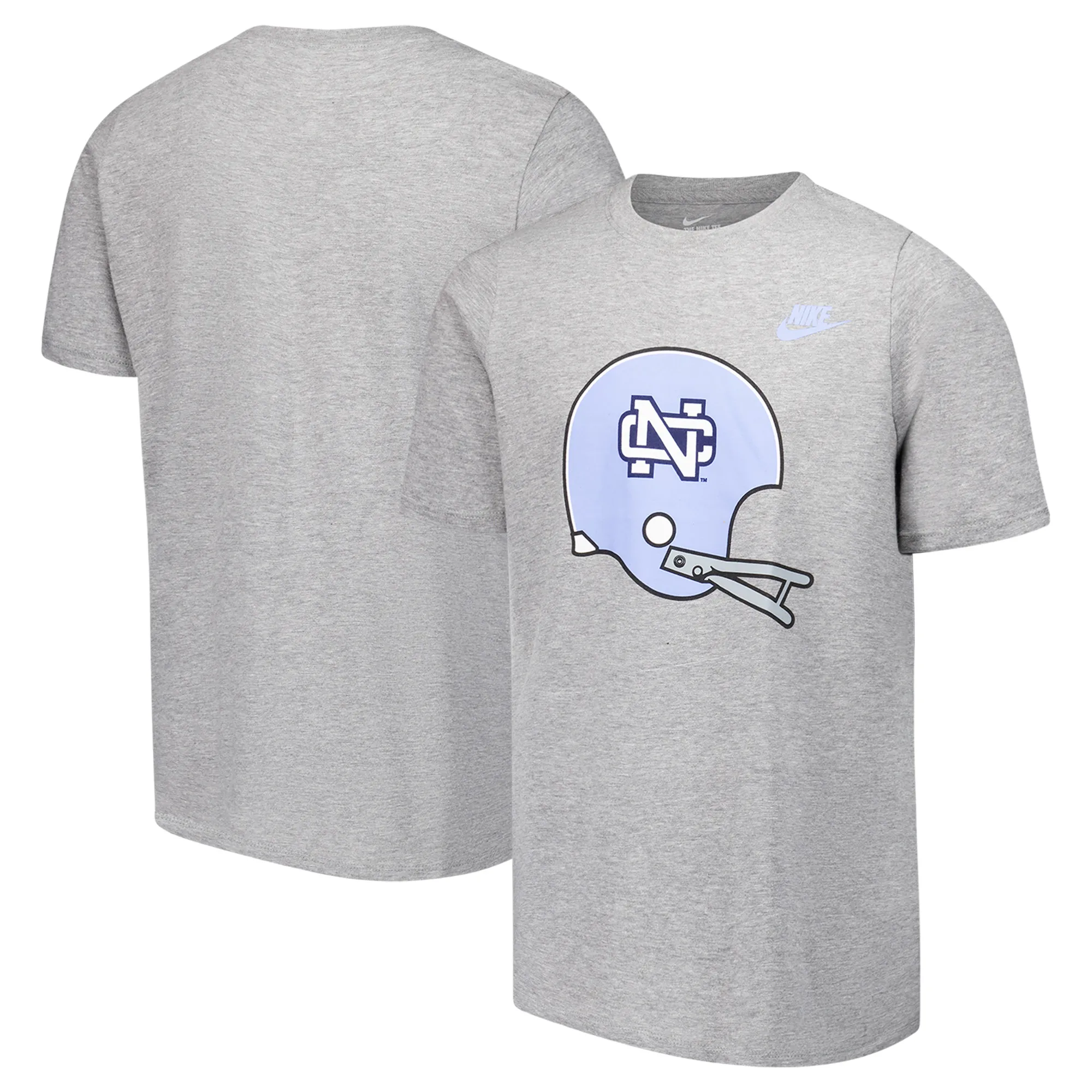 Lids Youth Nike Heather Gray North Carolina Tar Heels Helmet T-Shirt