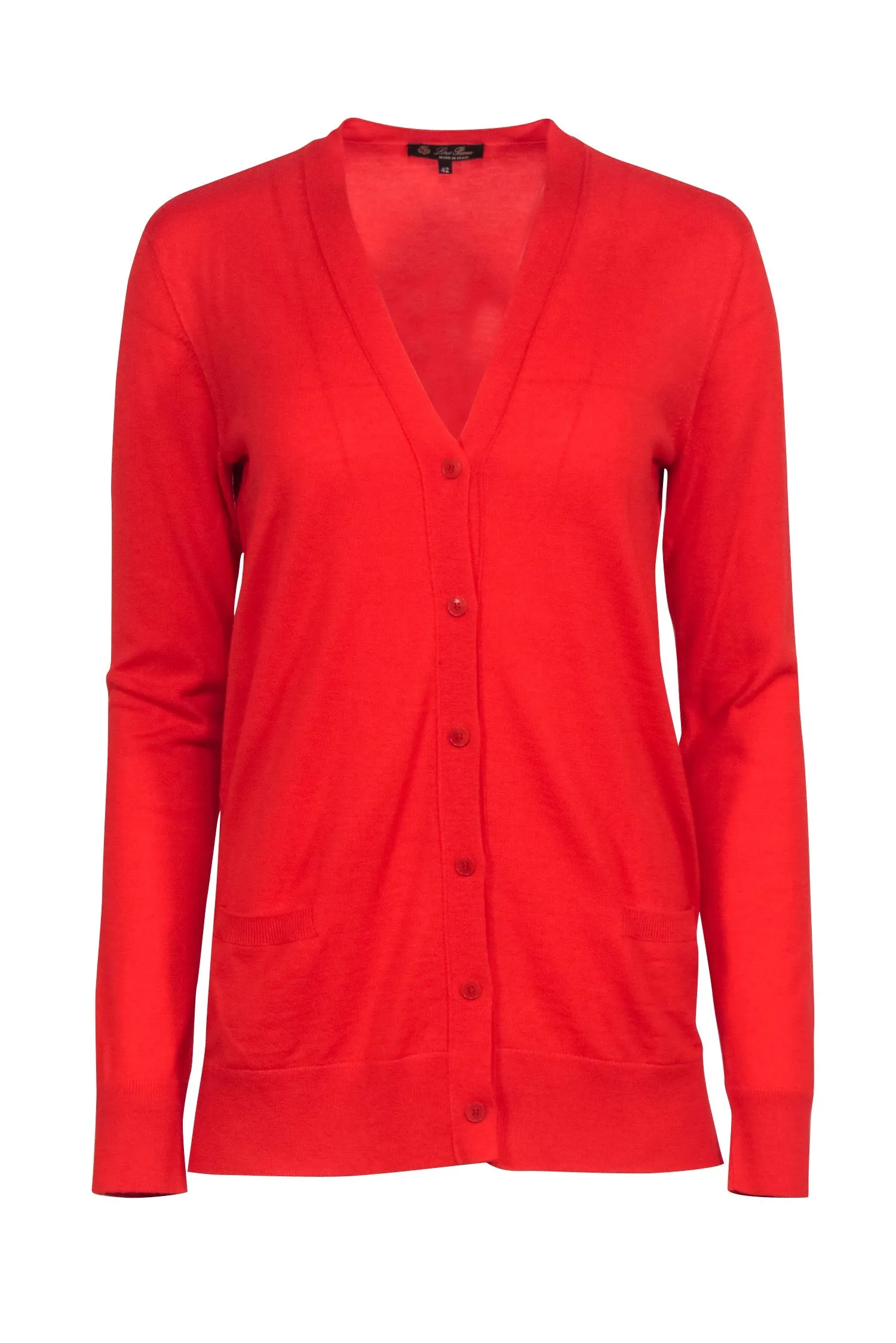 Loro Piana - Orange Cashmere Cardigan Sweater Sz 6