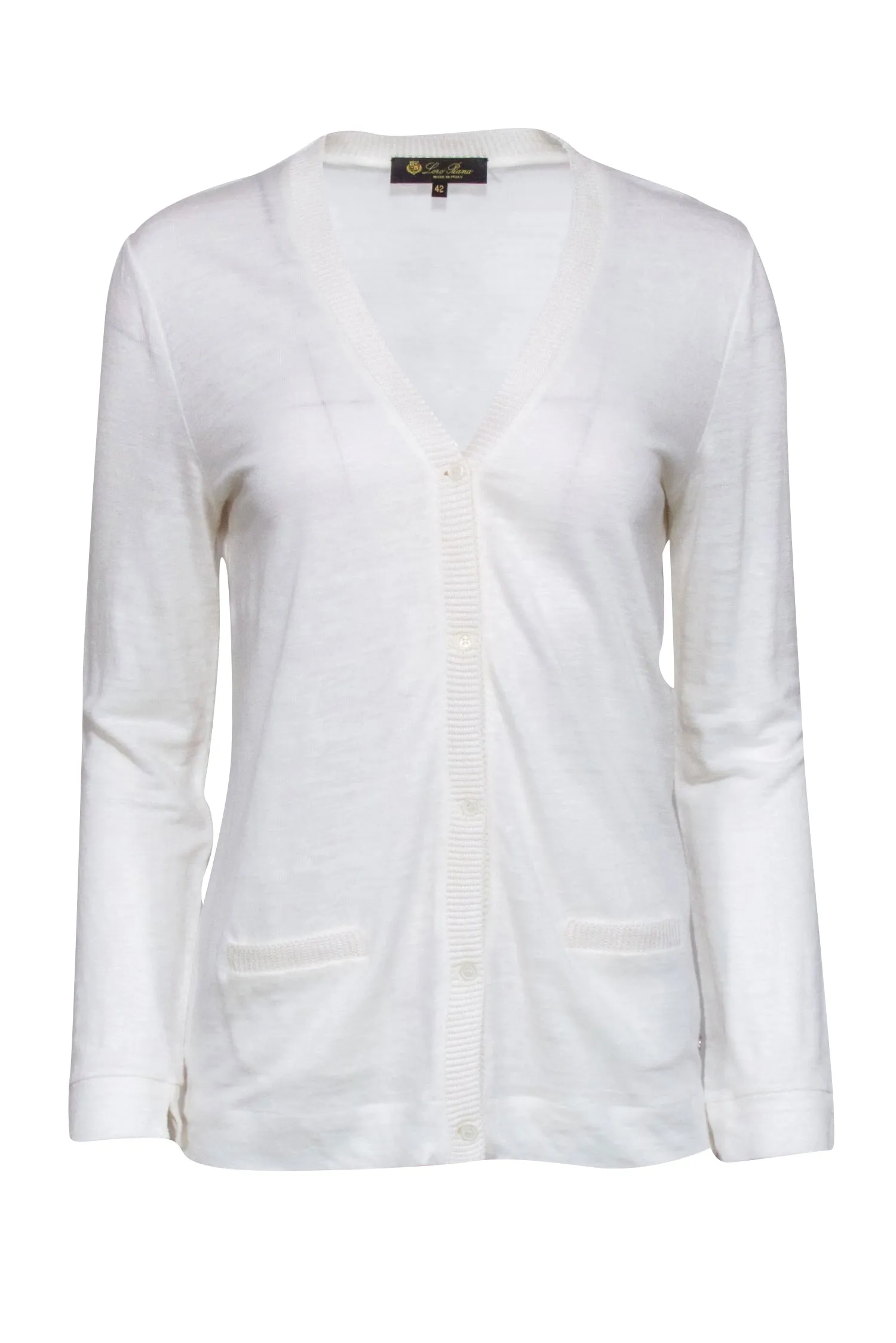 Loro Piana - White Linen Blend Cardigan Sz 6