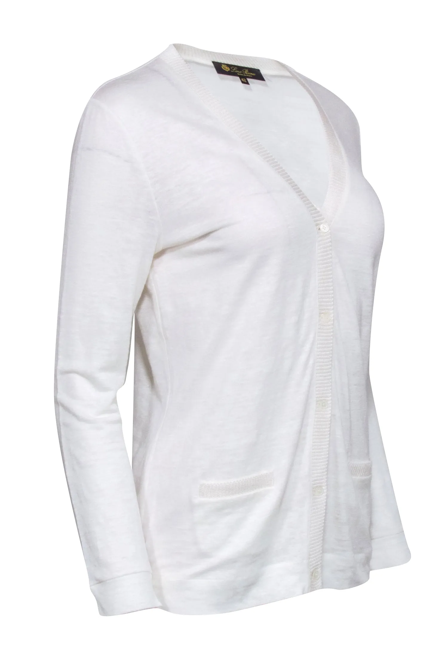 Loro Piana - White Linen Blend Cardigan Sz 6