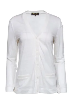 Loro Piana - White Linen Blend Cardigan Sz 6