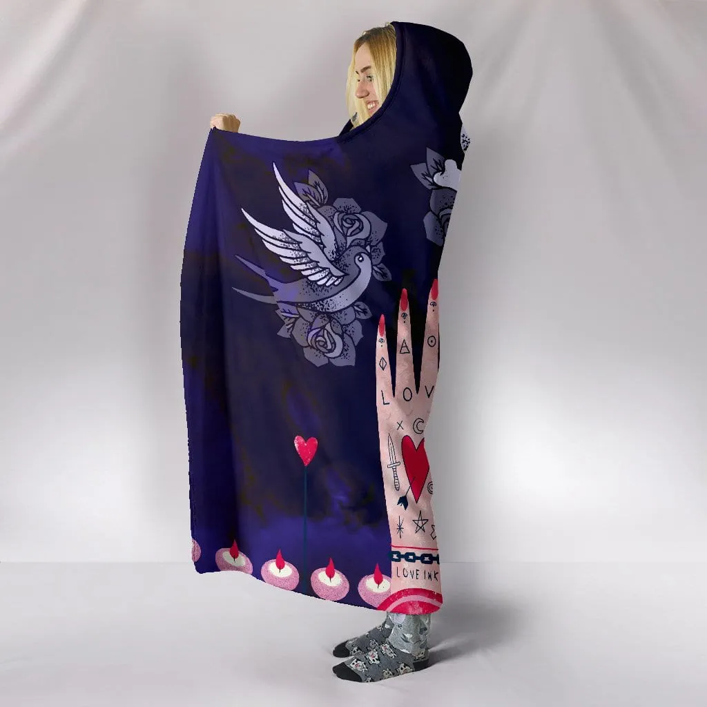 Love Ink Hooded Blanket for Tattoo Lovers