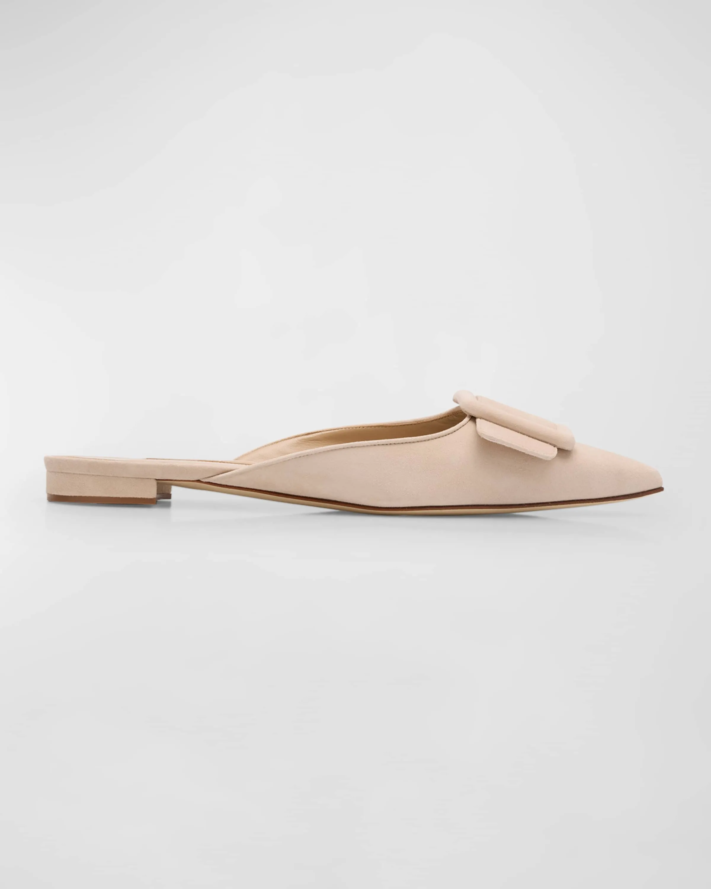 Maysale Suede Buckle Ballerina Mules