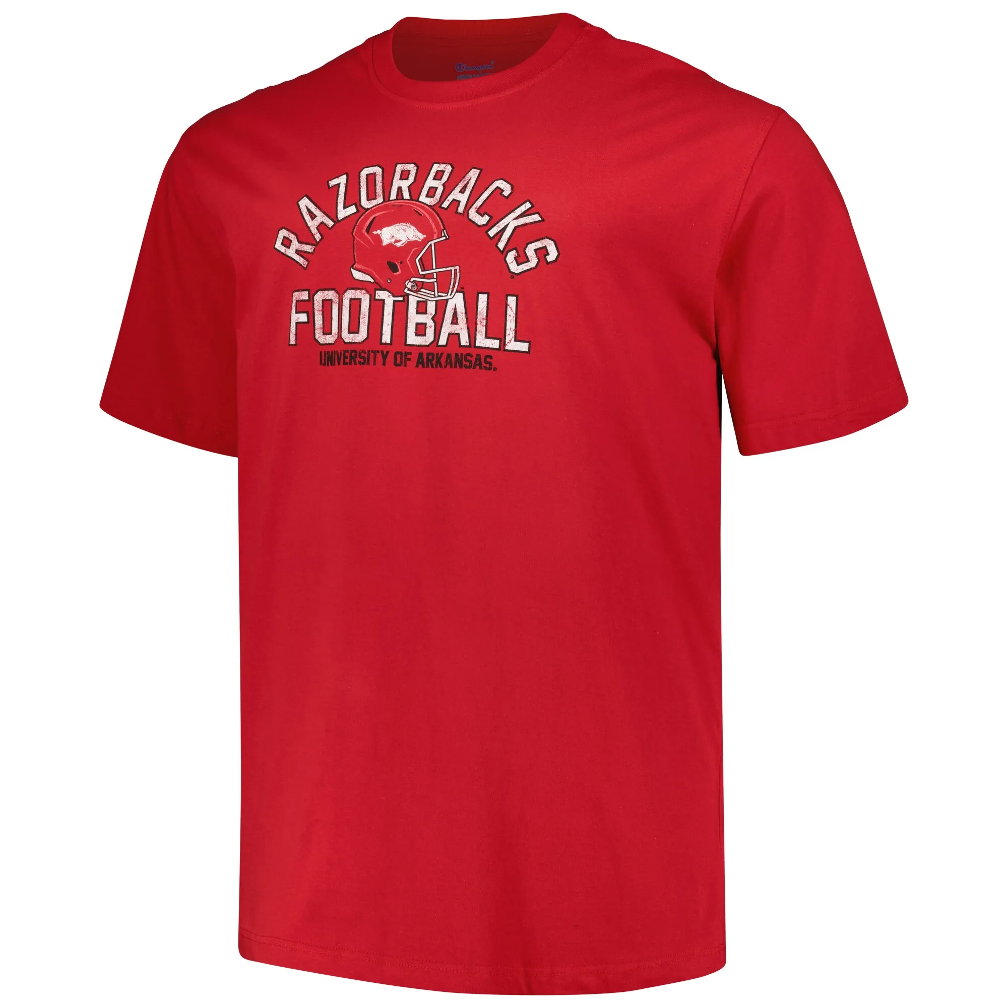 Men's Champion Cardinal Arkansas Razorbacks Big & Tall Football Helmet T-Shirt