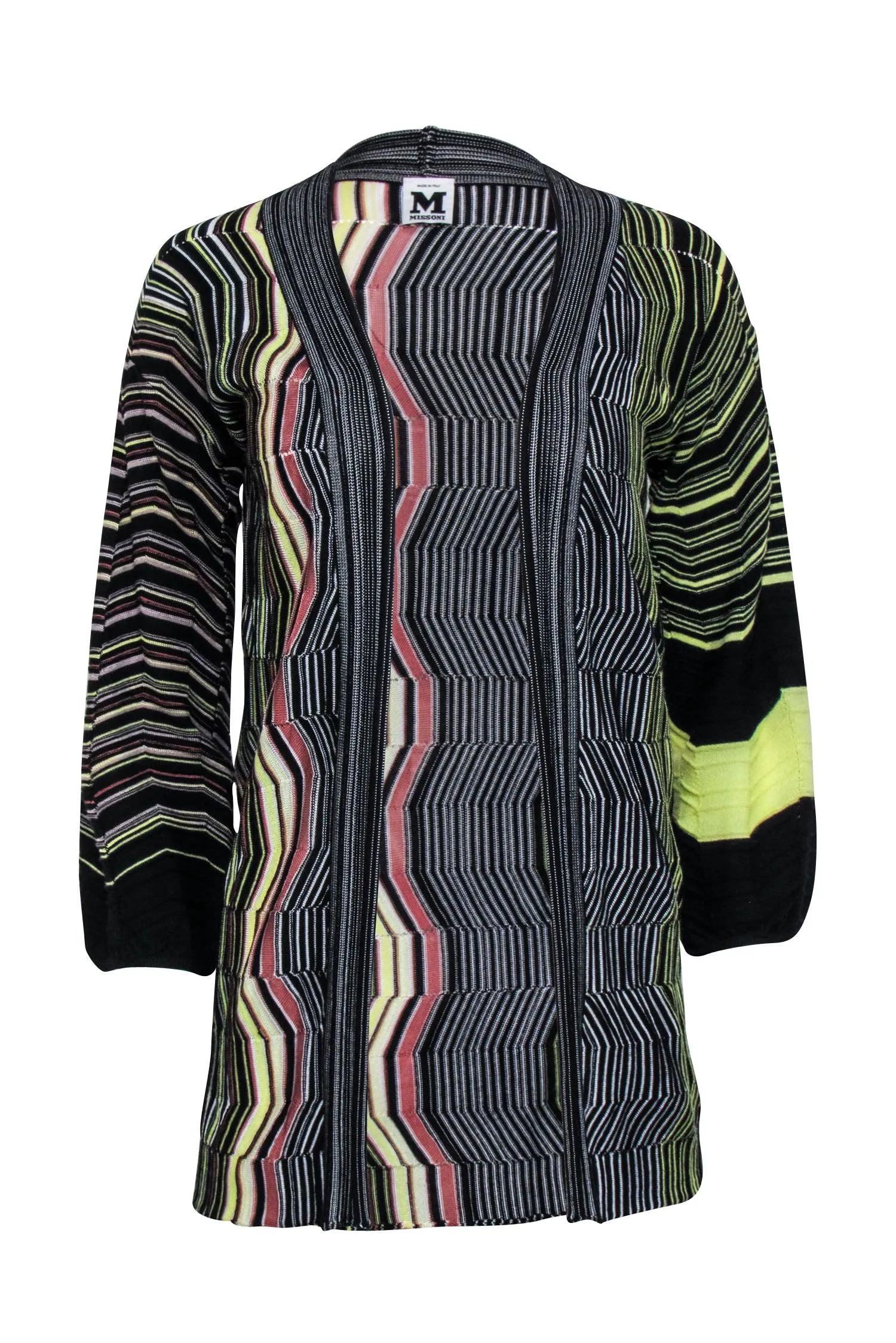 Missoni - Black w/ Multicolor Stripe Open Front Cardigan Sz 2