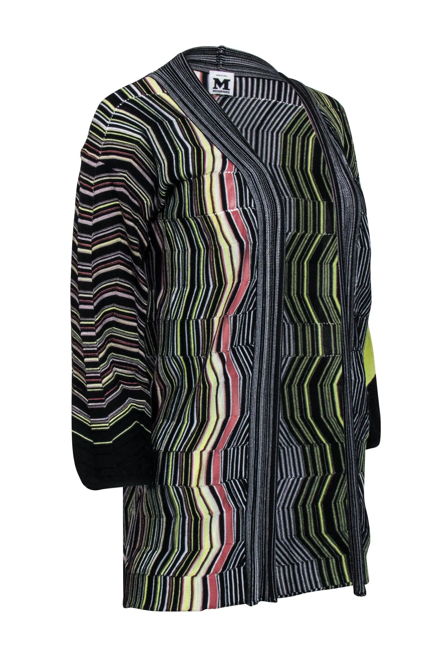 Missoni - Black w/ Multicolor Stripe Open Front Cardigan Sz 2