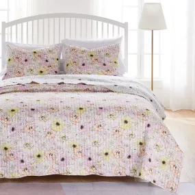 Misty Bloom Quilt and Pillow Sham Set