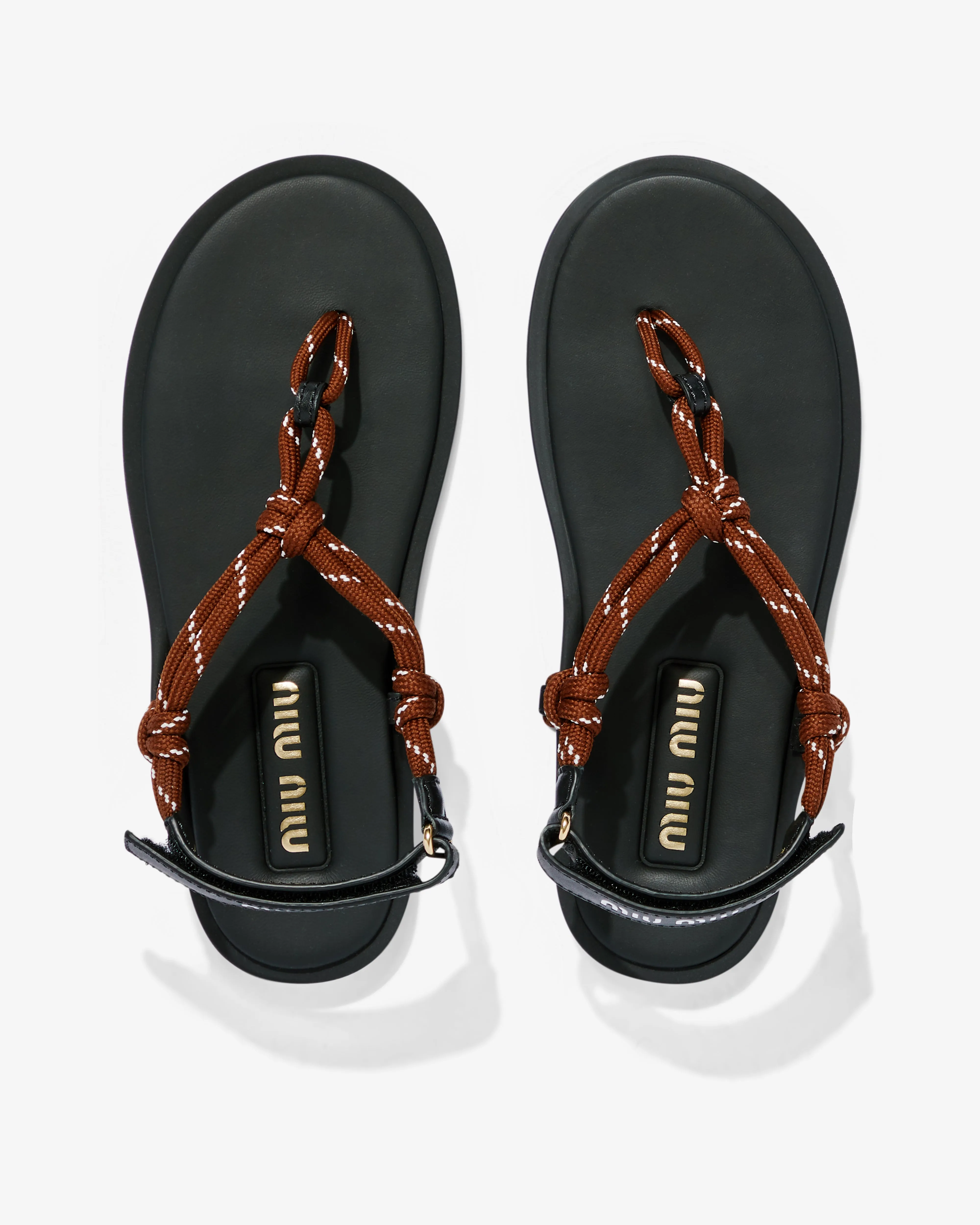 Miu Miu - Riviere Cord and Leather Sandals - (Tobacco)