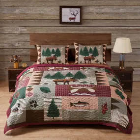 Moose Lodge Quilt And Pillow Sham Set