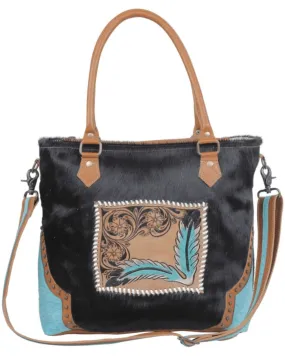 Myra Bag Camera Hand-Tooled Cowhide Purse Bag S-4772